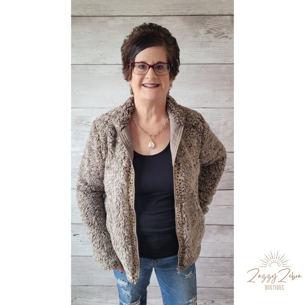 *** Olive Zip Up Fleece Jacket